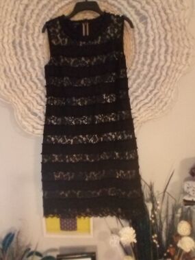 Talbots Black Lace Layered Mini Dress